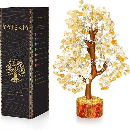 Citrine Crystal Stone - Crystals Tree, Gem Tree, Bonsai Trees, Tree for Home, Crystal Tree of Life, Meditation Accessories, Fake Bonsai, Crystal Tree for Positive Energy, Arbol De La Abundancia