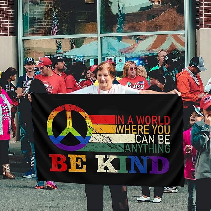 In A World Where You Can Be Anything Be Kind Flag 3x5 Ft Peace Flag Fade Proof Outdoor Indoor With Metal Grommets Peace Banner Home House Garden Yard Decorative Sign