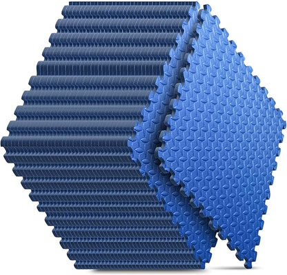 Home Gym Mat, Puzzle Exercise Mat, EVA Interlocking Foam Floor Tiles for Home Workout Equipment and Kids' Play Areas -, 24 in x 24 in x ½ in, Blue 36 Tiles