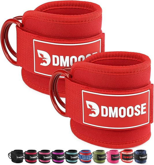 DMoose Fitness Ankle Straps for Cable Machines - One Size Fit with Premium Padding, Glute Kickback Ankle Strap for Women & Men, Cable Attachments for Gym, Booty Workouts, Leg Extension & Hip Abductors