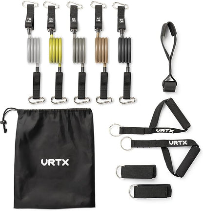 VRTX Resistance Band Set (11pcs), Resistance Bands with Handles, Exercise Bands with Door Anchor, Carry Bag, Legs Ankle Straps for Resistance Training, Physical Therapy, Fitness, Home Workouts