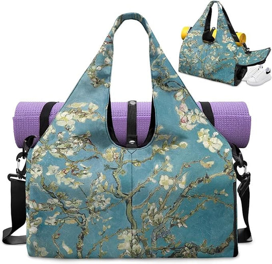 Yoga Mat Bag for Women Men Large Carryall Tote with Adjustable Shoulder Strap for Gym Yoga Travel Pilates Office