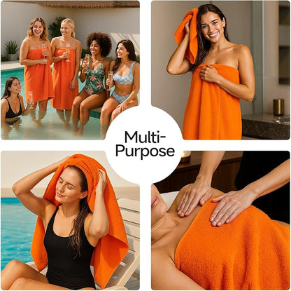 REDKISS Luxury Bath Towel Set of 4, 100% Cotton 900 GSM Premium Bathroom Towels, Ultra Soft, Highly Absorbent & Quick Dry Bath Sheets, No Shedding, Hotel & Home Spa Towel Sets for Adults - Orange