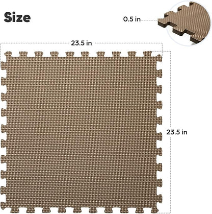 Home Gym Mat, Puzzle Exercise Mat, EVA Interlocking Foam Floor Tiles for Home Workout Equipment and Kids' Play Areas - Blue, 24 in x 24 in x ½ in - (Brown, 24 Pack(96 SQ FT))