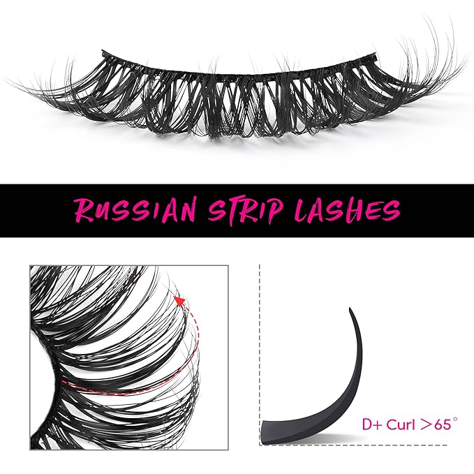 Onlyall Natural Lashes Wispy Lashes Natural Look False Eyelashes Natural Flared Eyelashes False Eye Lashes Soft Fluffy Lashes 7 Pairs Curl-02