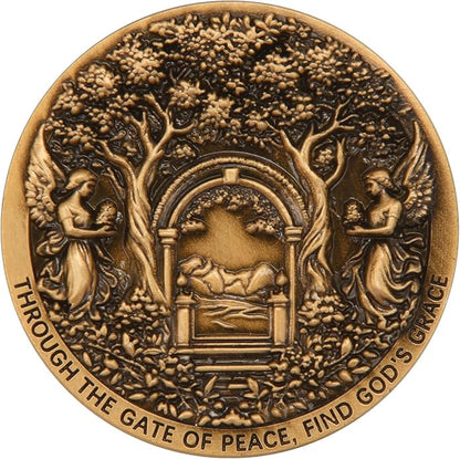 Christian Peace Medallion with Dove and Angels – Inspirational Religious Gift with Bible Verse Matthew 5:9 and Graceful Design