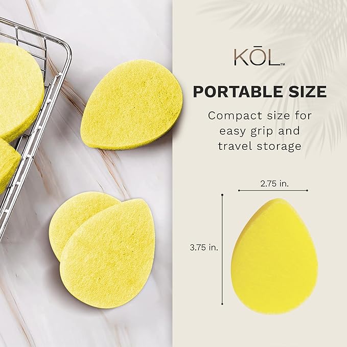 KOL Face Scrubber, Lemon Infused Exfoliating Facial Cleansing Pads, Disposable Exfoliator Face Sponge for Daily Cleaning and Makeup Removal, 6 Count\