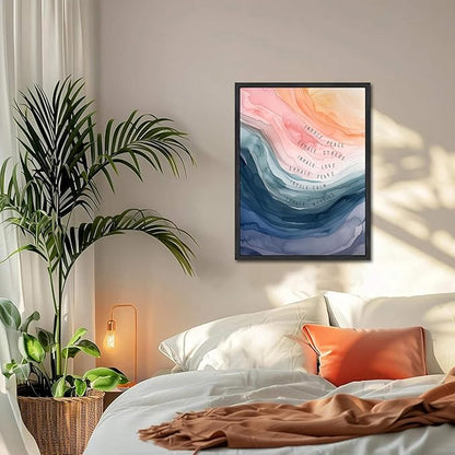 Mental Health Wall Art, Therapy Office Pictures Wall Decor, Inhale Exhale Art Paintings, Canvas Prints, Therapist Artwork for Meditation Room Calming Corner Decoration, Floating Framed 16x24 Inch