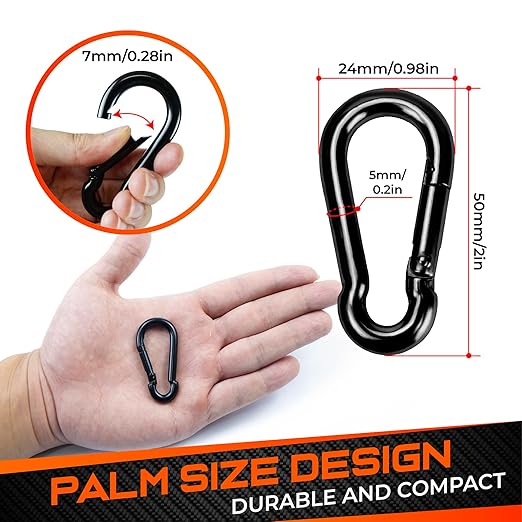12Pcs 2In Spring Snap Hooks, Utility Hook Clip, Heavy Duty Rope Connector, Quick Link Snap Hooks for Indoor and Outdoor, Hanging, Camping, Fishing, Hiking (12Pcs 2In)