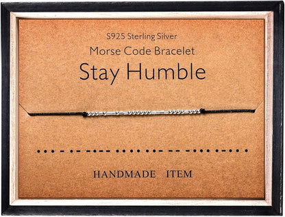 KGBNCIE Morse Code Bracelet for Women Sterling Silver Beads on Silk Cord Secret Message Fuck Friendship Inspirational Encouragement Bracelet Gift for Her