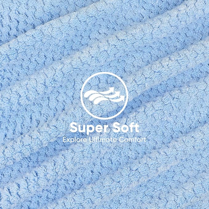 HOMEXCEL 5 Pack Microfiber Hair Towels - 40 x 20 inches Super Soft, Fast Drying Turbans for Long, Thick, Curly Hair - Anti Frizz Wrap with Elastic Strap, Blue/Pink/Grey