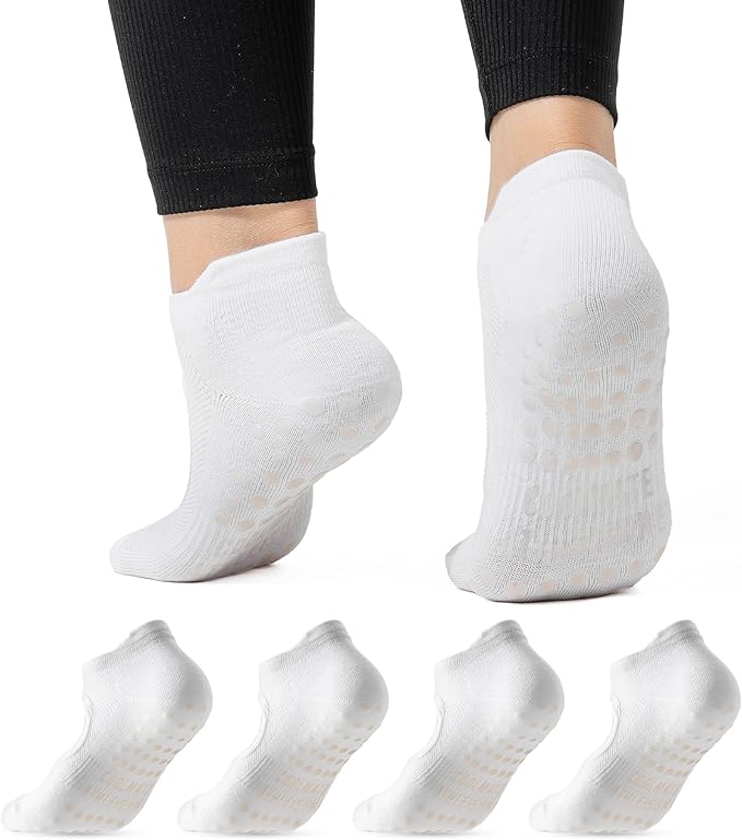 CoolMate Pilates Socks with Grips for Women, Yoga Socks, Crew Non Slip Women for Workout, Barre, Pilates Gifts
