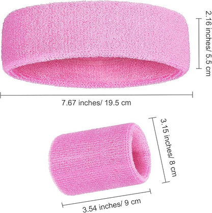 WILLBOND 3 Pcs Sweatbands Set 80s 90s Neon Sports Headband Tennis Striped Sweat Band Sports Competitions Games for Men Women Party Supplies