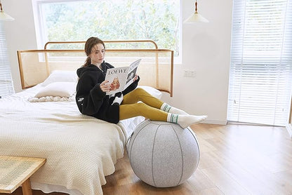 65cm Sitting Ball Chair for Office, Dorm, and Home, Pilates Exercise Yoga Ball with Cover, Lightweight Self-Standing Ergonomic Posture Activating Exercise Ball Solution with Handle and Pump