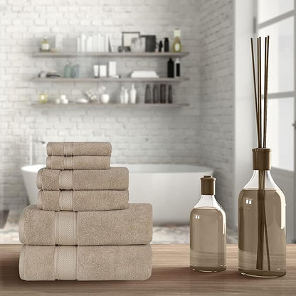 NOVA Luxury Linen - Hotel Quality Turkish Towel Set for Bathroom (6 Pcs Towel Set, Warmsand Beige)