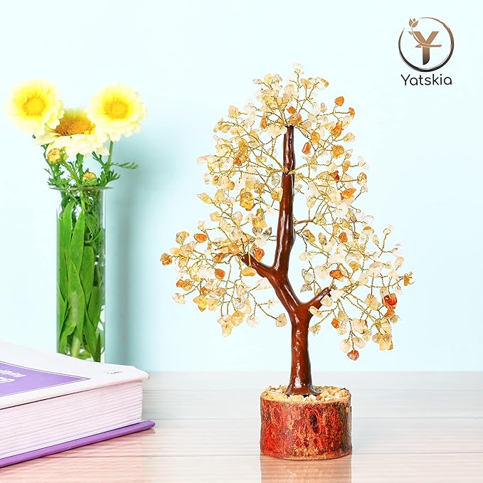 YATSKIA Citrine Crystal Tree of Life - Gemstone Tree - Citrine Crystal Stone Decor - Good Luck Gifts - Home Decor - Crystals Gifts