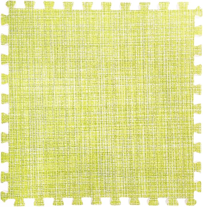 9 Tiles Interlocking Foam Mats 0.4inch Thickness Foam Floor Mats for Home Gym, Fitness, Exercise, Flooring Surface Protection EVA Foam Floor Padding with Border（Green）