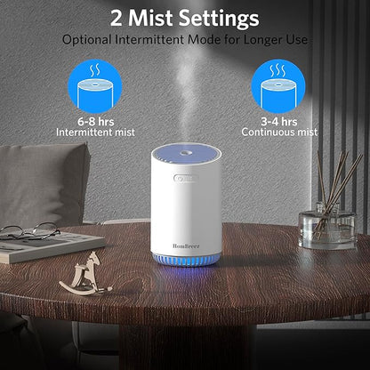 Portable Aromatherapy Diffuser 320ml, Rechargeable Essential Oil Diffuser with LED Light, Cool Mist Humidifier with 2 Mist Modes, Auto Shut-Off, Cordless Use for Home, Office, Bedroom - White