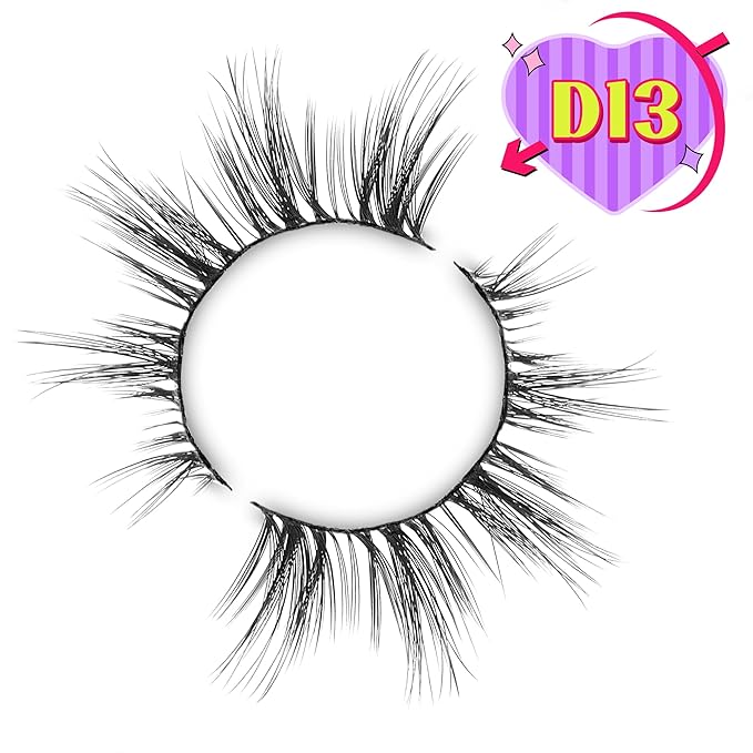 Onlyall Natural Lashes Wispy Lashes Natural Look False Eyelashes Natural Flared Eyelashes False Eye Lashes Soft Fluffy Lashes 7 Pairs D13 Sexy Cat Eye-10mm