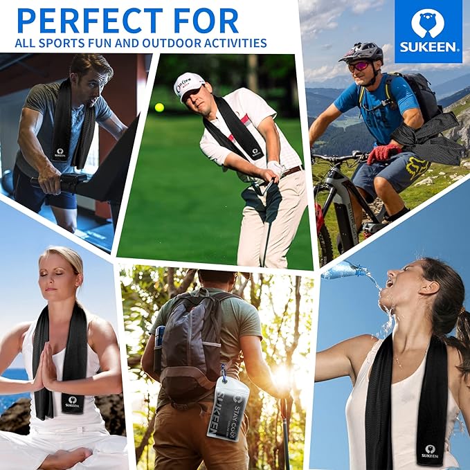 Sukeen Cooling Towel for Neck and Face (40"x12"), Microfiber Bulk Cooling Towels for Athletes Cooling Neck Wraps Instant Cooling Towels for Yoga,Gym,Golf,Running,Fitness and Workout