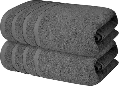 Infinitee Xclusives 100% Cotton Luxury Bath Towels Set of 2 (27x54 Inches) (Shadow Grey, Bath Towels - Pack 2)