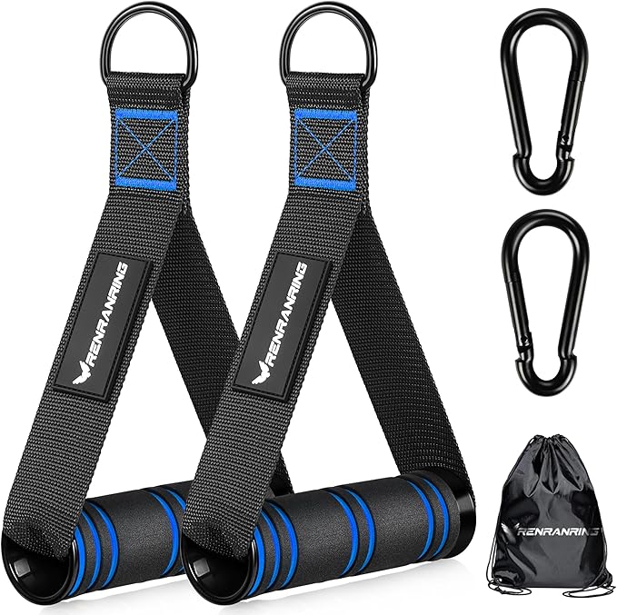 RENRANRING Gym Exercise Handles, Replacement Handle Attachments for Cable Machine Pulleys, Resistance Band and Strength Trainer, Pull Down Workout Accessories, Home Gym Add On Equipment