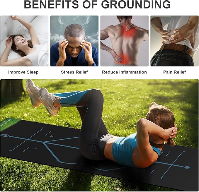 Grounding Yoga Mat, 72x24inch, Earthing Sleep Pad for Physical Therapy, Exercise & Workout Non Slip Mat, Reduce Anxiety and Improve Sleep