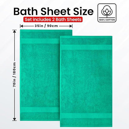 Infinitee Xclusives– Luxury Bath Sheets Towels – 2 Pack 600 GSM (35X70 Inches)– 100% Ring Spun Cotton Large Bath Towels for Bathroom (Vivid Green, Bath Sheet Pack of 2)