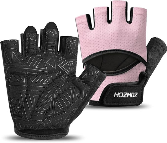 Ventilated Weight Lifting Gloves, Thick Padded Gym Gloves with Full Palm Protection & Grip & Shock Absorption for Women & Men's Fitness Training