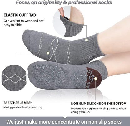 Ozaiic Non Slip Socks Grip for Yoga Home Workout Pure Barre, Pilates, Hospital, Ideal Cushion Socks for Men and Women