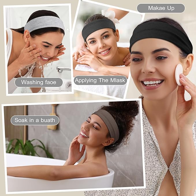 16Pcs Headbands for Women Non Slip - Stylish Sports Hair Bands for Women's Hair - Soft Cotton Cloth Stretchy Headbands for Women for Yoga, Outdoor Exercise Running