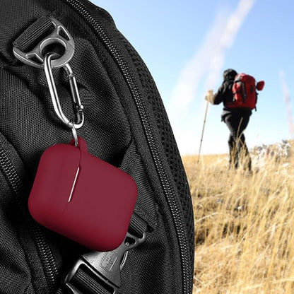 R-fun Compatible with AirPods Case Cover, Soft Silicone Protective Cover with Keychain for Women Men Compatible with Apple AirPods 2nd 1st Generation Charging Case, Front LED Visible,Wine red
