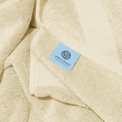 White Classic Luxury Soft Beige Bath Sheet Towels - 650 GSM Cotton Luxury Bath Towels Extra Large 35x70 | Highly Absorbent and Quick Dry | Hotel Collection Extra Large Bath Towels Oversized, 2 Pack