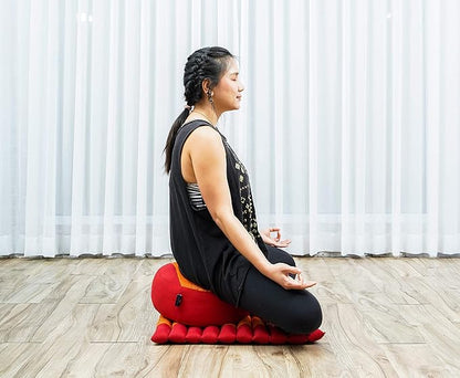 Leewadee Meditation Cushion Set – 1 Small Zafu Yoga Pillow and 1 Small Roll-Up Zabuton Mat Filled with Kapok