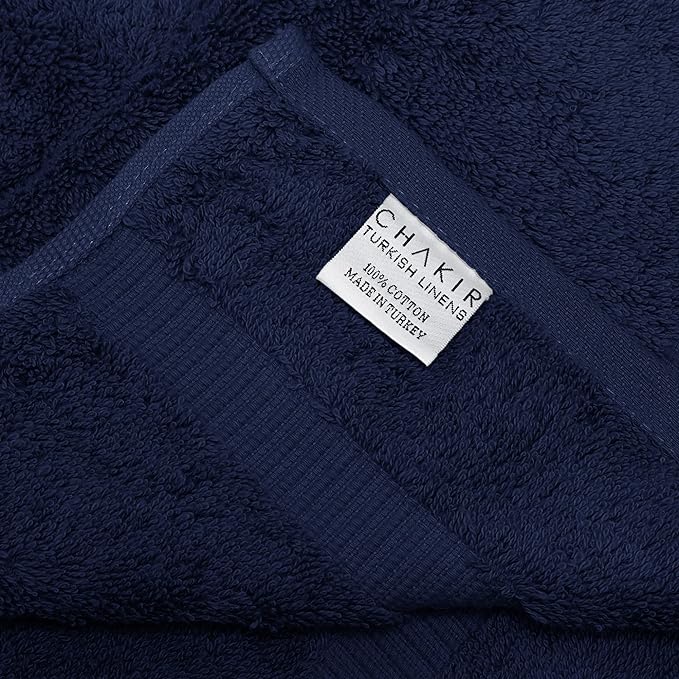 Chakir Turkish Linens 100% Cotton Premium Turkish Towels for Bathroom | 13'' x 13'' (6-Piece Washcloth, Navy)