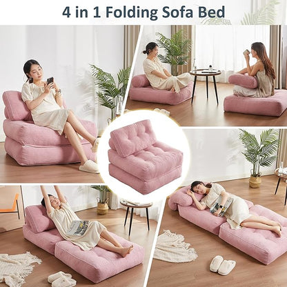 35.4x33.5 Inch Floor Pillow, Large Round Floor Cushion with Removable Washable Cover - Ultra Soft Plush Filling for Adults, Kids, Lounge, Bedroom, Reading Nook, Meditation, Corduroy, Pink