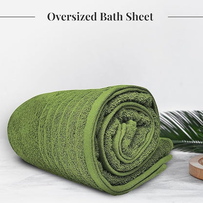 Tens Towels Pack of 1 Jumbo Bath Sheet 40 x 80 Inches, Extra Large & Light Weight, Quicker to Dry, 100% Cotton, Super Soft & Absorbent, Perfect to Wrap Yourself in, Green