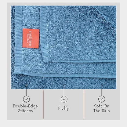 TEXTILOM 100% Turkish Cotton Oversized Luxury Bath Sheets, Jumbo & Extra Large Bath Towels Sheet for Bathroom and Shower with Maximum Softness & Absorbent (40 x 80 inches)- Mid Blue