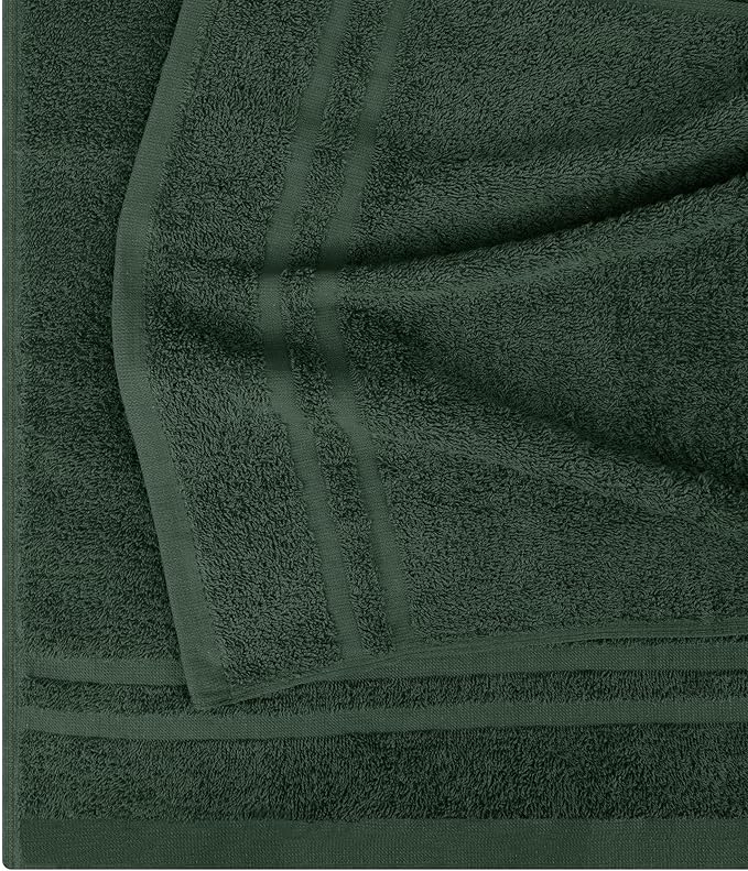 Utopia Towels Cotton Bleach Proof Salon Towel 16 by 27 inches, Bleach Safe Gym 100% Cotton Hand Towel, 24 Pack, Forest Green