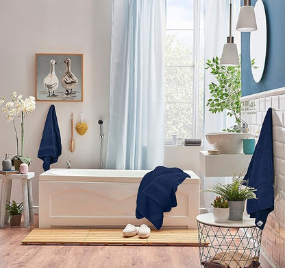 Utopia Towels 8 Piece Premium Towel Set, 2 Bath, 2 Hand, and 4 Wash Cloths, 600 GSM 100% Ring Spun Cotton, Highly Absorbent Towels for Bathroom, Gym, Hotel, and Spa, Navy Blue