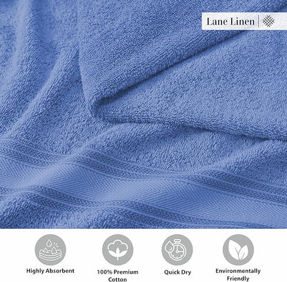 LANE LINEN 100% Cotton 4 Pack Bath Sheets (35"x66") - Zero Twist Cotton Extra Large Bathroom Towels - Quick Dry, Soft & Absorbent Oversized Bath Towels - Machine Wash in Cold Water - Cerulean Blue