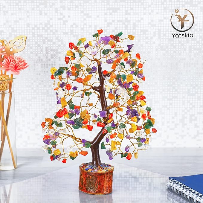 Chakra Tree - Crystal Tree - Stones and Crystals - Spiritual Decor - Good Luck Charms - Meditation Decor - Feng Shui Decor - Crystal Gifts for Women - Chakra Stones - Feng Shui Decor - Reiki Decor