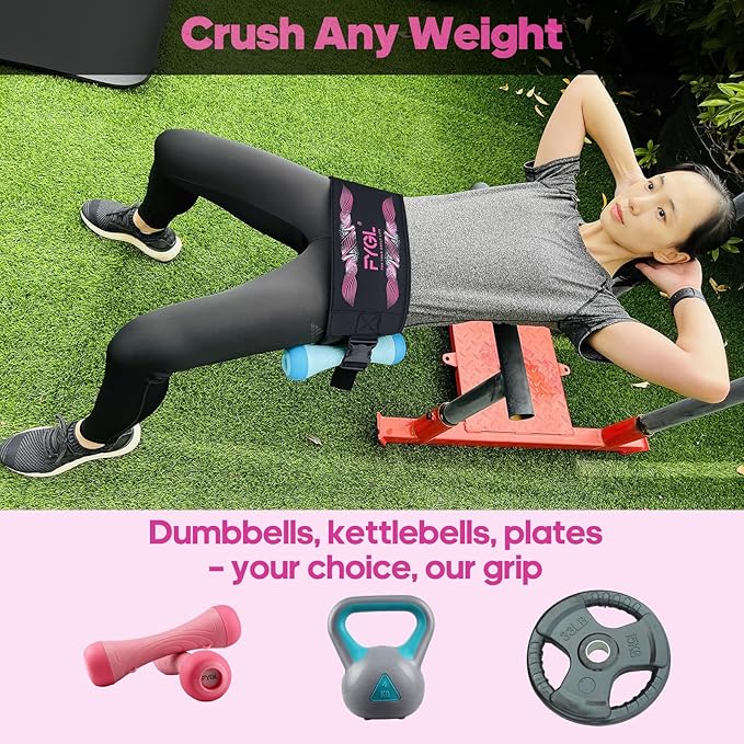 Hip-Thrust-Belt, Foldable Design, Slip-Resistant Padding, Supports 300 lbs, Ideal for Glutes Training with Dumbbells, Kettlebells & Plates, Great for Gym & Home Hip Thrust Workouts