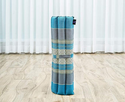 Leewadee Meditation Cushion Set – 1 Small Zafu Yoga Pillow and 1 Small Roll-Up Zabuton Mat Filled with Kapok
