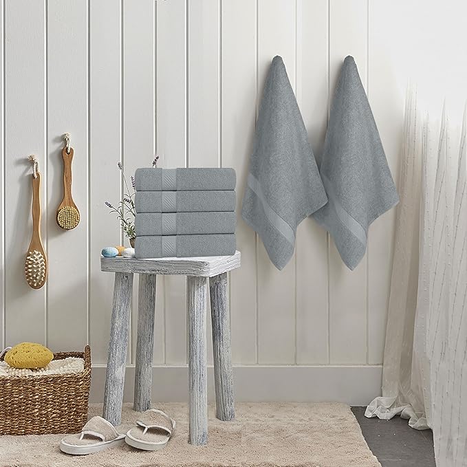 Utopia Towels 6 Pack Small Bath Towel Set, 22 by 44 Inches, 500 GSM 100% Ring Spun Cotton, Lightweight and Highly Absorbent Quick Drying Premium Towels for Hotel, Spa and Bathroom, Cool Grey
