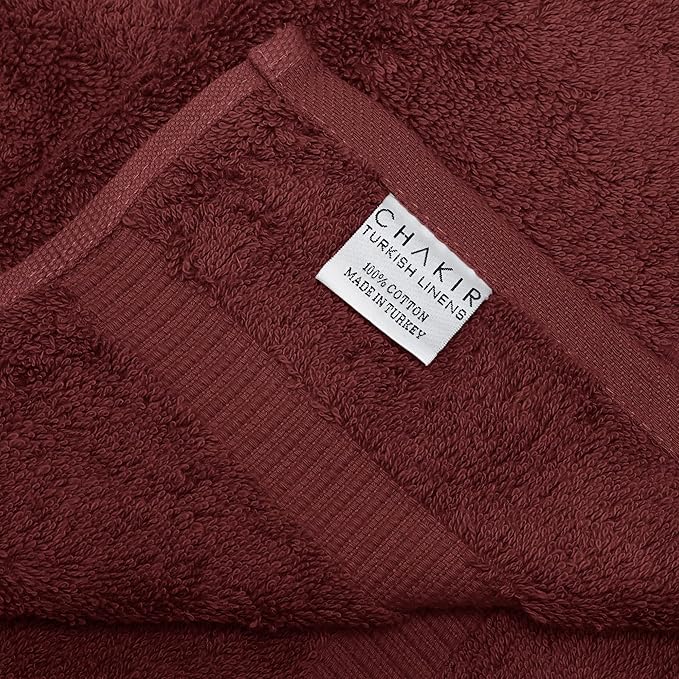 Chakir Turkish Linens 100% Cotton Premium Turkish Towels for Bathroom | 16'' x 30'' (4-Piece Hand Towel, Cranberry)