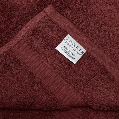 Chakir Turkish Linens 100% Cotton Premium Turkish Towels for Bathroom | 16'' x 30'' (4-Piece Hand Towel, Cranberry)