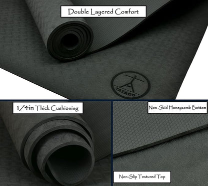 Tatago Extra Thick Yoga Mat Wide & XL-Our 10mm Extra Large Yoga Mat Thick Extra Wide And Long For Total Joint Cushioning. A Large Exercise Mat Thick And Perfect For Home Workout Pilates Or Studio.