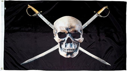 FlagSource Pirate Nylon Jolly Roger Decorative Flag, Made in the USA, 3x5'