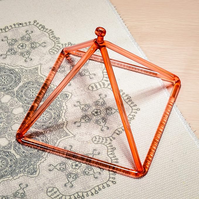 TOPFUND 10" Orange Crystal Singing Pyramid Sound Therapy Instrument with Carrying Case and Quartz Suede Mallet